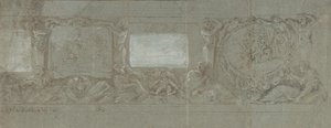 İbrahim'in Kurbanı ve Mısır'a Kaçışı ile Bir Duvar Süsleme Tasarımı, M.Ö. 1600-1647. by Giovanni Lanfranco