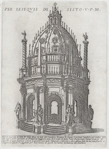Papa Sixtus V için Katafalque, 1591.