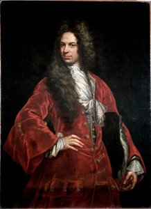 Kırmızı kostümlü bir beyefendinin portresi Resim Giovanni Maria Delle Piane dit il Mulinaretto (1660-1745) Soluk 132x97 cm Genes Musei di Strada Nuova (eski Palazzo Bianco) by Giovanni Maria delle called Mulinaretto Piane