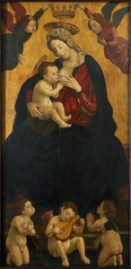 Müzik yapan meleklerle Süt Madonna, 1490-1500. by Giovanni Martino Spanzotti
