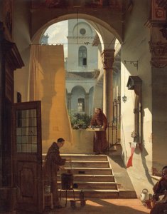 Bir Manastırın Eczacısı, Giovanni Migliara, detay by Giovanni Migliara