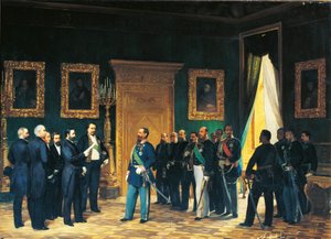 İkinci Bağımsızlık Savaşı - Savoy'lu Victor Emmanuel, Toskana'nın İtalyan Krallığına Eklenmesi Kararnamesi ile Toskana elçilerini kabul ediyor by Giovanni Mochi