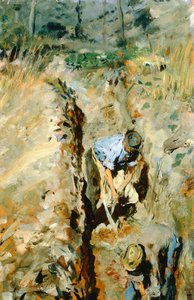 Diggers Giovanni Muzzioli (1854-1894), panel üzeri yağlı boya, 30x19 cm by Giovanni Muzzioli