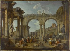 Konstantin Kemeri ile Roma Harabelerinden A Capriccio, c.1755 by Giovanni Paolo Pannini