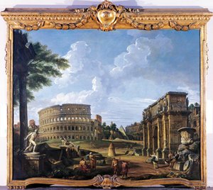 Kolezyum ve Konstantin Kemeri, Giovanni Paolo Pannini (1691-1765) by Giovanni Paolo Pannini