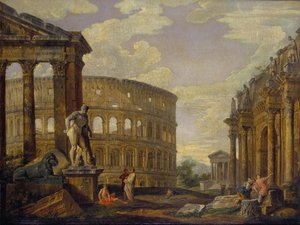 Herkül ve antik Roma par Panini, Giovanni Paolo kalıntıları ile manzara by Giovanni Paolo Pannini