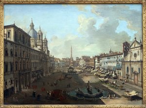 Ön planda Neptün Çeşmesi ile Roma