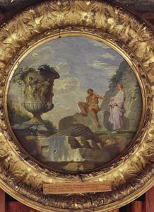 Harabeler, İki Adam, c.1750-60 (bakır üstüne yağ) by Giovanni Paolo Pannini