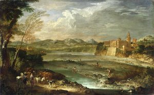 Rivalta Kalesi ile Trebbia Vadisi, c. 1720 by Giovanni Paolo Pannini