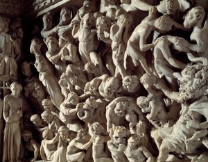 Giovanni Pisano (1248-1314) tarafından gerçekleştirilen Sandalye kabartmalarının detayı: lanetler (Mermer minber kabartmalarının detayı) 1302-1311 Cathedrale de Pisa (Duomo di Pisa), İtalya by Giovanni Pisano