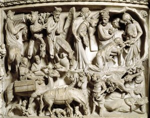 Giovanni Pisano (1248-1314) tarafından gerçekleştirilen Sandalye kabartmalarının detayı: Magi