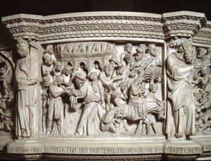 Giovanni Pisano (1248-1314) tarafından gerçekleştirilen Sandalye kabartmalarının detayı: İsa