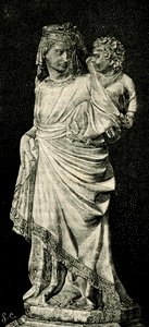 Madonna ve Çocuk, Giovanni Pisano'nun heykeli (yaklaşık 1240-ca 1320), Prato katedrali, Toskana, İtalya, Le cento citta d'Italia'dan gravür (Yüz İtalyan kasabası), resimli Il Secolo'nun aylık Eki, Milano, 31 Ekim
