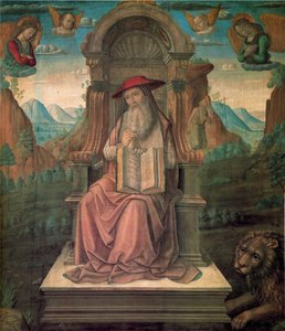 Aziz Jerome Enthroned, yaklaşık 1475.