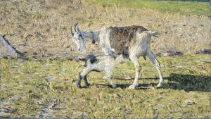 Çocuğuyla birlikte bir keçi by Giovanni Segantini
