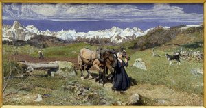 İlkbaharda Alp Dağları (1879, Tuval üzerine yağlı boya) by Giovanni Segantini