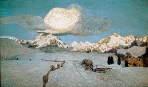 Doğa veya Engadin Üçlemesi: “Ölüm”” Giovanni Segantini (1858-1899) 1896-1899 Güneş tablosu. 192x320 cm Aziz Moritz, Musee Segantini