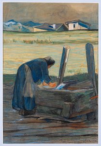 Çeşmede yıkayıcı by Giovanni Segantini