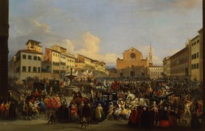 Karnaval sırasında Floransa'da Piazza Santa Croce