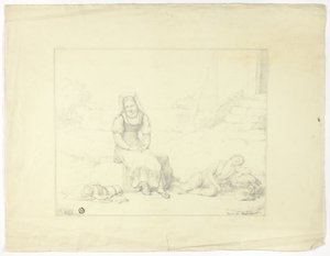 Roman Köylü Kadın ve Uyuyan Çocuklar by Giovanni Tognolli