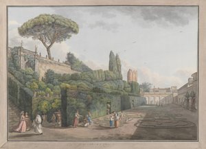 Palazzo Colonna Bahçesi, yak. 1780. Yaratıcılar: Giovanni Volpato, Louis Ducros. by Giovanni Volpato, Louis Ducros