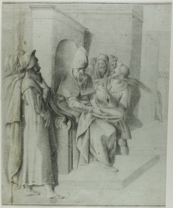 Pilatus Ellerini Yıkanırken, İsa Uzaklaştırılırken: Sol Kısım by Giovanni da Bologna