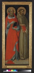 St Jerome ve St Francis (panelde tempera ve altın)