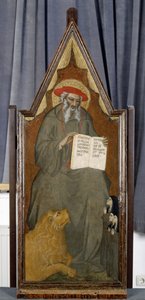 Aziz Jerome aslan ve üç dua eden rahibe ile, c.1360 (kavak ağacı üzerinde tempera)