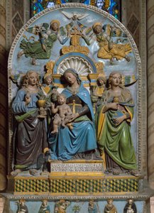 Aziz Madeleine ve Aziz John Evangelist Mermer ve Terracotta Polychrome ile Bakire ve Çocuk Giovanni della Robbia (1469-1529) Floransa, Santa Croce Kilisesi, Cappella Pulci