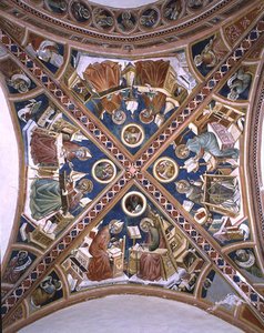 Tapınaktaki Doktorlar, Evangelistler ve Sekiz Peygamber, şapel kasasından (fresk) by Giovanni di Corraduccio