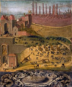 1526'da Siena'da Porta Camollia'nın Zaferi (panelde tempera) by Giovanni di Lorenzo Cini