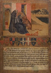 Aziz Jerome aslanın pençesinden bir diken alıyor by Giovanni di Paolo