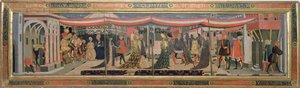 Vaftizhane önünde bir düğün sahnesini betimleyen Adimari Cassone'dan ön cephe, c.1450 (panelde mizaç) (ayrıca bkz. 62295, 123484-6)
