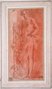 Bacchus (kalem ve kahverengi mürekkep ve kağıt üzerinde yıkama) by Girolamo Mazzola Bedoli