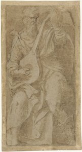 Bir ud çalan yaşlı adam by Girolamo Mazzola Bedoli