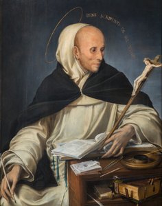 Thomas Aquinas gibi giyinmiş bir keşişin portresi