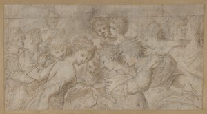 Kucaklayan Kadın Figürleri, Bazıları Elinde Müzik Notası., 1570-73. by Girolamo Mirol.