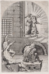 Aziz Petrus, melek tarafından hapishaneden serbest bırakılıyor, 1650-70. by Girolamo Pedrignani