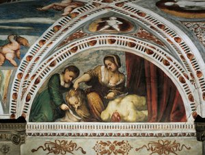 Judith ve Holofernes'in Öyküsü, Girolamo Romanino'nun fresklerinin detayı (yaklaşık 1484-1559'dan sonra), Bernardo Clesio tarafından sipariş edildi