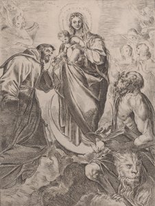 Aziz Jerome ve Francis ile Bakire, 1660-80. by Girolamo Rossi
