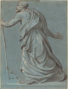 Asa Tutarak Sola Doğru Yürüyen Bir Adamın İncelenmesi by Girolamo Siciolante