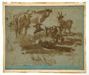 Jüpiter, Juno ve Io (rekto); Hayvan Çalışmaları (tersi) by Girolamo Troppa