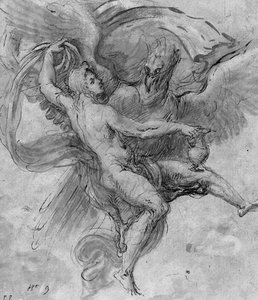 Ganymede Tecavüz (tebeşir, kalem ve mürekkep ve kağıt üzerinde yıkama)