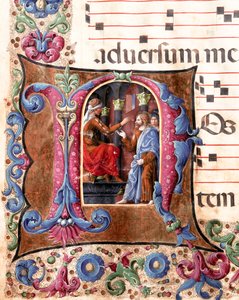 Girolamo da Cremona (1451-1483 civarında aktif) ve Liberale da Verona (1445-1529) tarafından Pontius Pilatus Minyatürünün önünde İsa Mesih