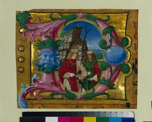 Bir Koro Kitabından Kesilen Tarihli İlk D: İki Şehit Aziz, c. 1500-1510.