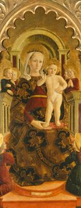 Tahta oturan Madonna (resim) by Girolamo di Giovanni di Camerino