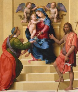 Madonna ve Çocuk, Aziz Mary Magdalen ve Vaftizci Yahya ile Enthroned, yaklaşık. 1523. by Giuliano Bugiardini
