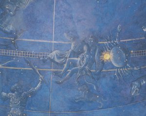 4 Temmuz 1442 gecesi yıldızların arasından geçen Güneş Yolu, İkizler ve Yengeç detayı, sunağın üstündeki alttan, c.1430 (ayrıntı 85088) by Giuliano dArrighi Pesello