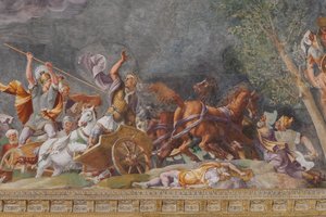 Bir savaşı temsil eden detay, Truva Atı, Truva Odası (Sala di Troia)
