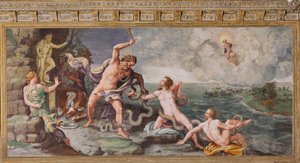 Laocoon ve oğulları yılanlar tarafından saldırıya uğradı, Truva Atı, Truva Odası (Sala di Troia)